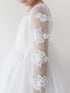 Big Girls White Long Sleeve Illusion Neck Lace Plus Size Communion Dress 6-20X - SophiasStyle.com